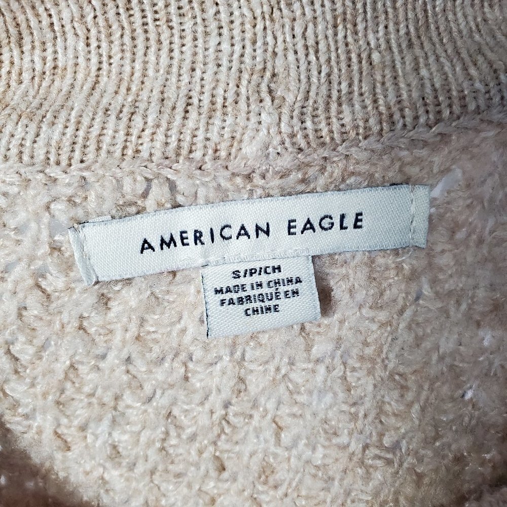 AMERICAN Eagle knitted Fit Tan-White Striped Crew Neck Pullover Sweater… - Picture 3 of 5
